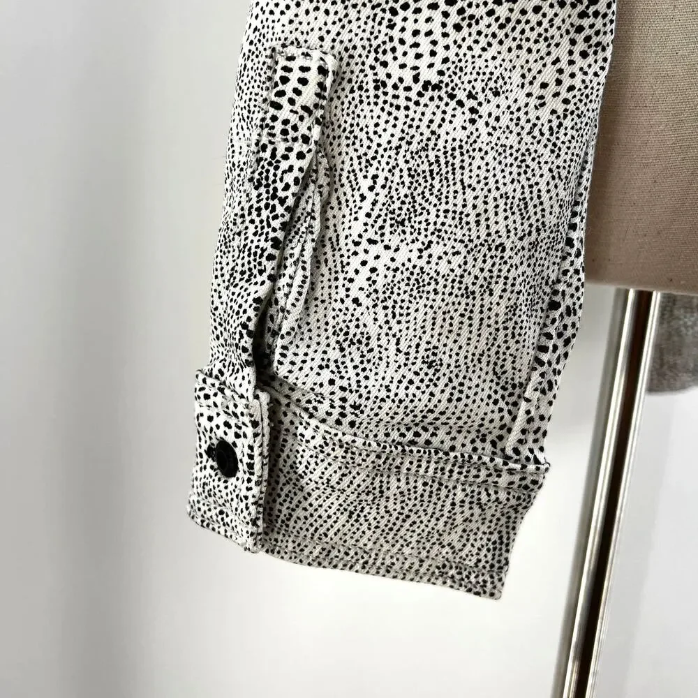 GRLFRND Christy Jacket Stretch Denim Crop Top Animal Attraction White Black - Picture 9 of 11
